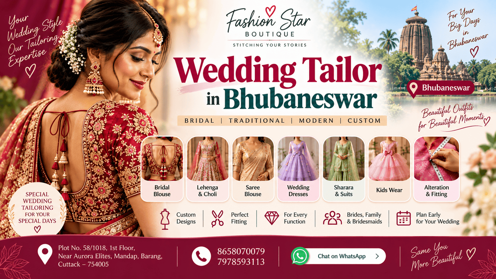 Wedding Tailor in Bhubaneswar: Bridal Blouse, Lehenga, Saree & Dress Stitching
